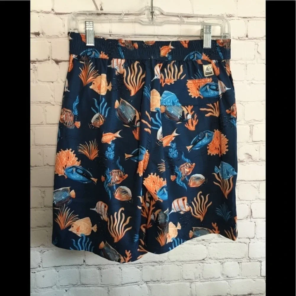 Surfside‎ Vibrant Tropical Fish & Coral Swim Shorts Men's Size XS Lined NWT
